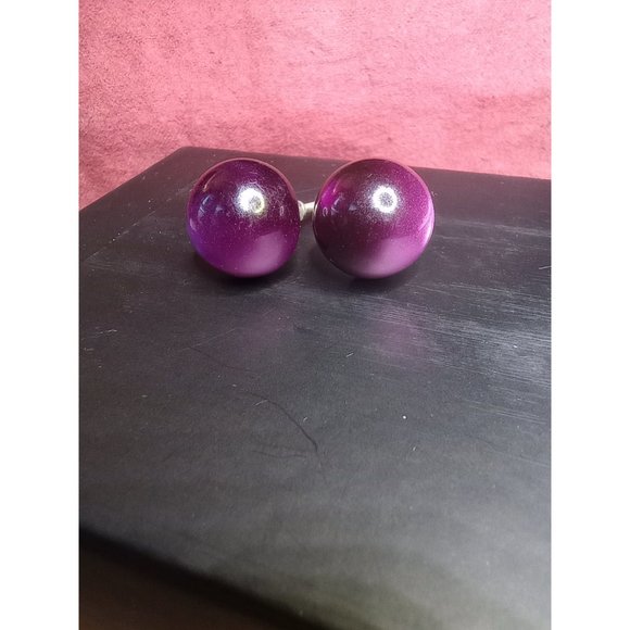 Vintage Sterling Purple Moonglow Screwback Earrings - Picture 2 of 7